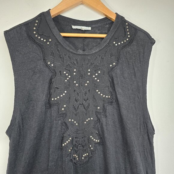 Rebecca Minkoff Black Studded Crochet Sleeveless Top Goth Punk Whimsigoth - Picture 2 of 6